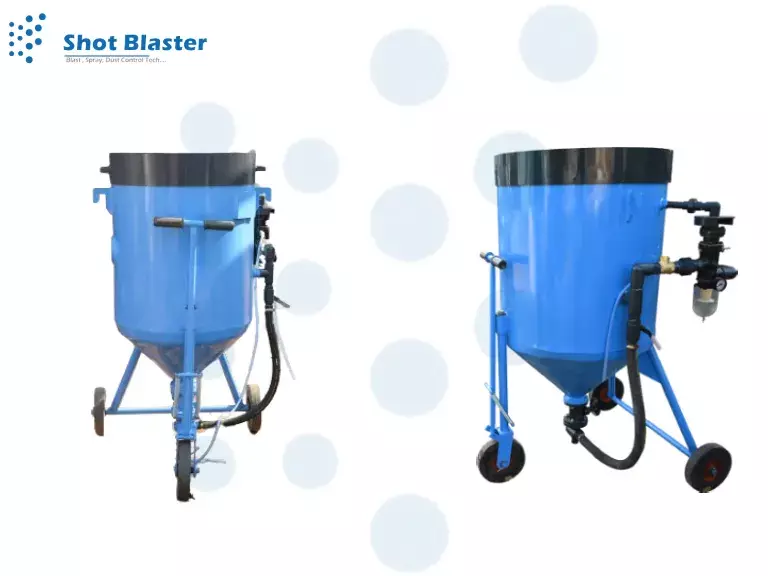 What is the process of a sand blasting machine?